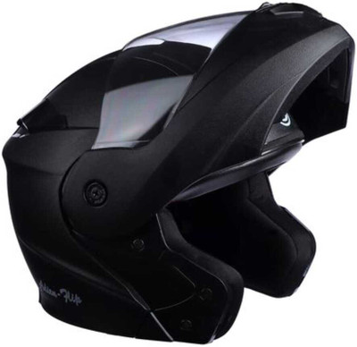 FOROLY Deletion Flip-uup ABS Material with Scratch Resistant visor Motorbike Helmet(Black)