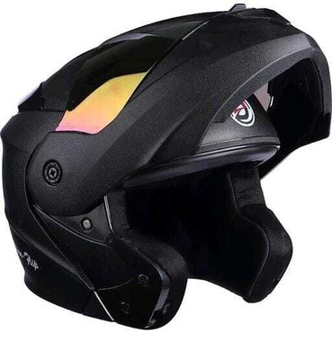 FOROLY Deletion Adien Flipup ISI with Rainbow Visor Motorbike Helmet(Black)