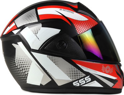 urban carrier ABS Material Full Face Rainbow Visor Helmet, UV Scratch Resistance Motorbike Helmet(Red)
