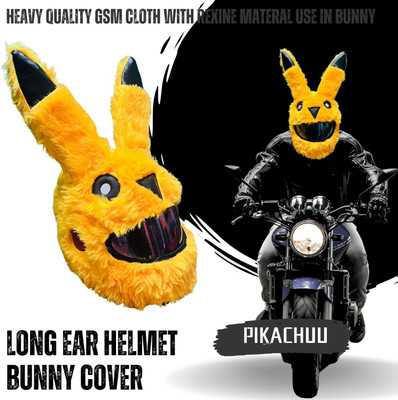 SRPHERE Long Ear Pikachu Verison Bunny Helmet Cover Pikachuu Yellow Helmet Buckle Clip