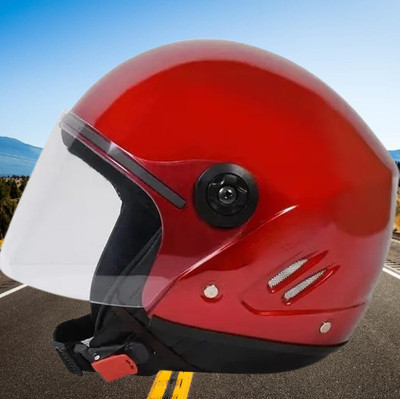 Lxt Red_Half_face_Helmet_with ISI Certified_RE_56 Motorbike Helmet(Red)