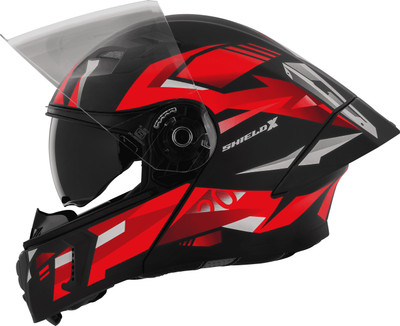 Steelbird Air SBA-20 ISS Shield X Flip up 580MM Medium Motorsports Helmet(MAT BLACK WITH RED)