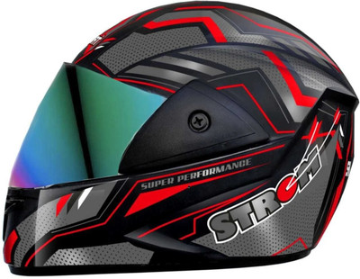 FOROLY Samrat Strom ABS Material with Rainbow visor Motorbike Helmet(Red)