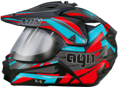 FOROLY X8 AGN Graphics Motocross Motorbike Helmet (Red) Motorsports Helmet(Red)