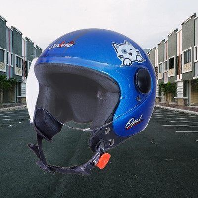 OZONE Kitty helmet_OF_Unisex_largesize_Oz069 Motorbike Helmet(Blue)