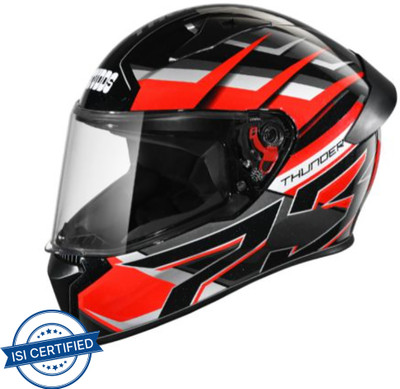 STUDDS THUNDER D6 Motorbike Helmet(Black Red N4)