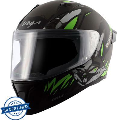 VEGA Bolt Bunny Motorbike Helmet(Dull Black Green)