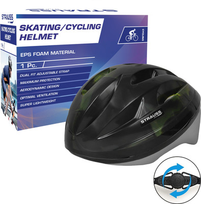 Strauss Adjustable Cycling Helmet| Ideal for Adults| Black EPS| Elite- Senior|Skating & Cycling Helmet(Black & Green [Adjustable] Black EPS)