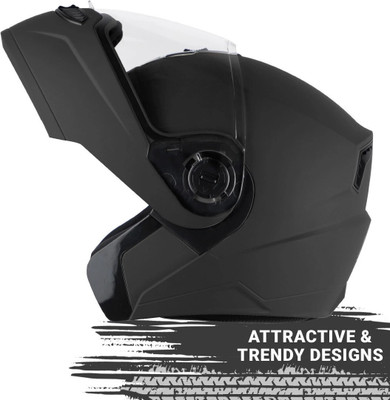 Steelbird SBA-7 7Wings ISI Certified Flip-Up Helmet for Men and Women Motorbike Helmet(Matt Black with Clear Visor)