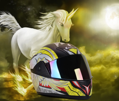 urban carrier ABS Material Full Face Stylish with Rainbow Visor For Men Motorbike Helmet Motorbike Helmet(Yellow)
