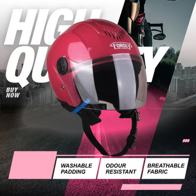 FOROLY Track GT ABS Material helmet with PC Visor Unisex Motorbike Helmet(Pink)