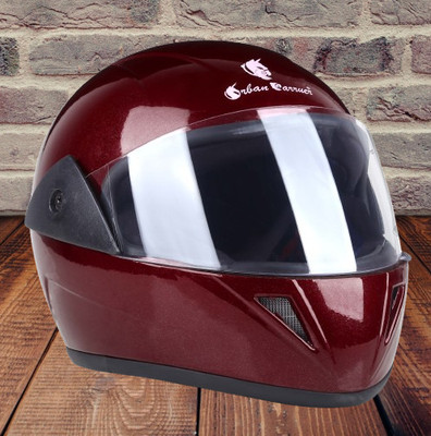 urban carrier ABS Material Full Face Pc Visor Helmet, UV Scratch Resistance Helmet Motorbike Helmet(Red)