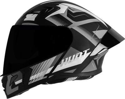 Steelbird SBA-20 Hunt ISI Certified Flip-Up Graphic Helmet for Men and Women Motorbike Helmet(Matt Black Grey)