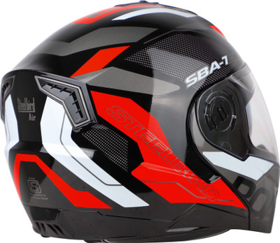 Steelbird Air SBA-7 ISS ROAD GLOSSY BLACK RED L SIZE 600MM FLIP UP Motorbike Helmet(GLOSSY)