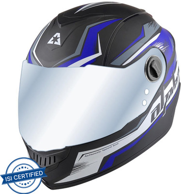 Aaron Alpha Decor Go Motorbike Helmet(Mat Black, Blue)