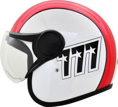 VEGA Jet 777 W/Visor Motorbike Helmet(White Red)