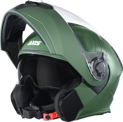 ABP Axis ISI & DOT Certified Flip Up With Dual Visor Motorbike Helmet Motorbike Helmet(Matte Green)