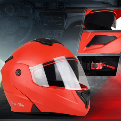 FOROLY Adien Flipup ISI with Rainbow Visor Motorbike Helmet(Bright Red)