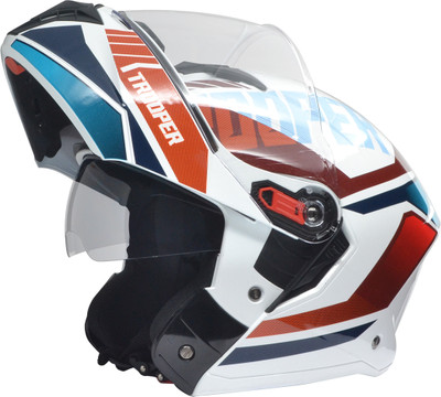 STUDDS Trooper D1 Flip-up Full Face with Dual Visor Motorbike Helmet(White N2)