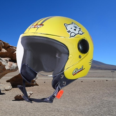 OZONE Kitty helmet_OF_Unisex_largesize_Oz069 Motorbike Helmet(Yellow)