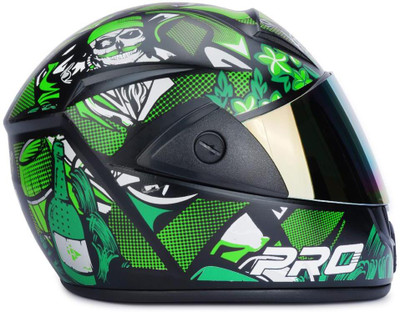 Racing-1 Pirate Green with Rainbow Visor ABS Material Unisex Motorbike Helmet(Green)