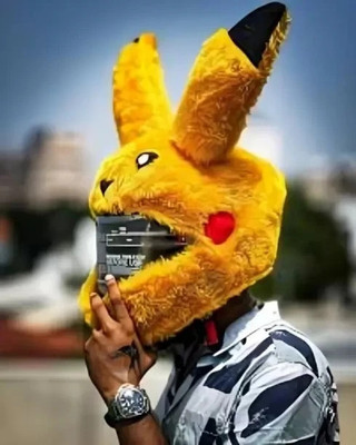BestLook Pikachu Style Bunny HelmetCover For Full Face MotorbikeHelmet Helmet Buckle Clip Motorbike Helmet(Yellow)
