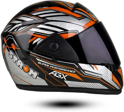 FOROLY Rado Full Face ABS Material with Black Visor Motorbike Helmet(Orange)