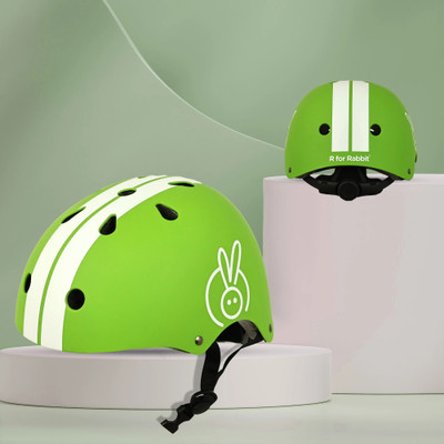 R for Rabbit Safe Play Helmet for Kids 3-7 Years | Anti-Slip & Flexible with Adjustable Strap Cycling Helmet(Green Sports)