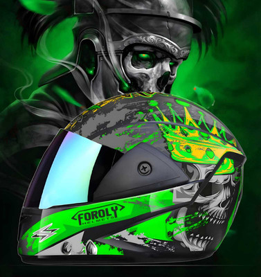 Agx Foroly Rado Nirvan ABS Material with Rainbow Visor Motorbike Helmet(Green)