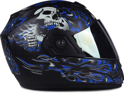urban carrier ABS Ghost Rider Full Face Rainbow Visor(F11) Motorbike Helmet(Blue)