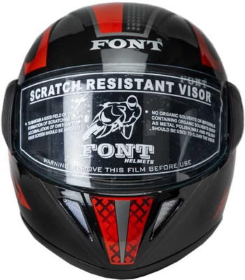 NOAX Full face red do jaali Motorbike Helmet(Black)
