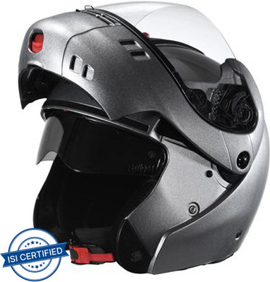 STUDDS Ninja 3G Double Visor Motorbike Helmet(Silver Grey)