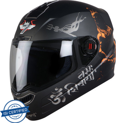 Steelbird SBA-1 Mahadev Full Face Helmet in Matt Black/Orange with Clear Visor Motorbike Helmet(Matt Black Orange with Clear Visor)