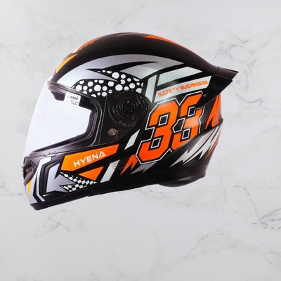 OZONE Full Face_Premium Helmet_Superior Quality_Unique Design_@v@G29 Motorbike Helmet(BLACK ORANGE-SILVER)