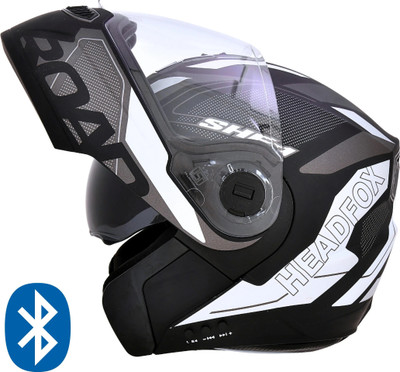 HEADFOX N2 Air 7 Smart Bluetooth Calls | Voice Asst. | GPS | Waterproof | Music Road DV Motorbike Helmet(Grey, Black)