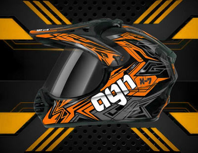 Agx Autogreen X7 Agn ABS Material with Pc Visor Motorbike Helmet(Orange)