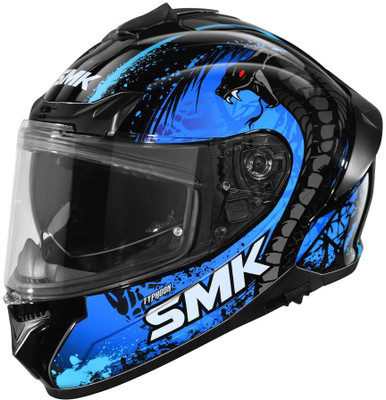 SMK Typhoon Motorbike Helmet(Black and Blue)