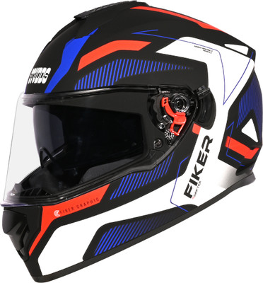 STUDDS Drifter D5 Fiker ISI Certified with Dual Visor & Spoiler Full Face Helmet Helmet Motorbike Helmet(Matt Black, Blue)