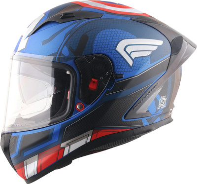 Axor Street Marvel Captain America Motorbike Helmet(Dull Blue Red White)