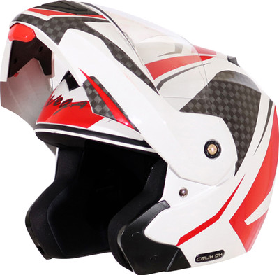 VEGA Crux Dx Checks Motorbike Helmet(White Red)