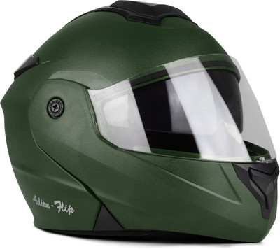 FOROLY Deletion Flipup sun visor ISI with Rainbow Visor Motorbike Helmet(Green)