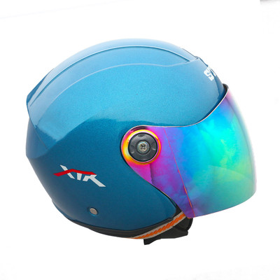 stiss Open Face Helmet for Unisex Adult with Clear Visor | Lightweight & Compact Motorbike Helmet(Blue)