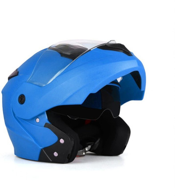 TRINOS Flipup with Anti UV PC and Dual Visor ABS Material Unisex (MM-1) Motorbike Helmet(Blue)