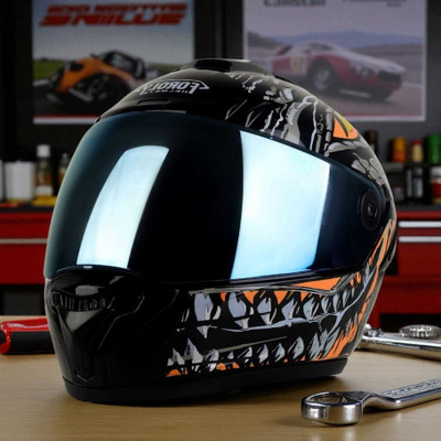 deletion Speed Smk with Anti UV Rainbow Visor ABS Material Unisex (PP-1) Motorbike Helmet(Orange)