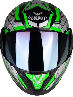 TRINOS Rado D2 with Rainbow Visor ABS Material (MM-1) Motorbike Helmet(Green)