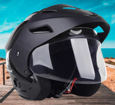 Lxt Black_Nano_Half_face_Helmet_with ISI Certified_BK_114 Motorbike Helmet(Black)