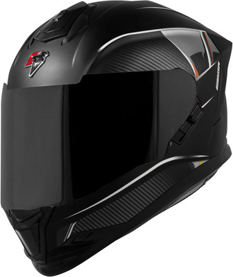 Steelbird SBH-57 Carbon Fighter ISI and DOT Certified Full Face Helmet for Men and Women Motorbike Helmet(Glossy Black White)