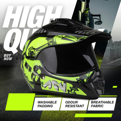 AutoGREEN X8 Extreme Motocross with PC Visor Stylish Graphics Unisex Motorbike Helmet(Green)