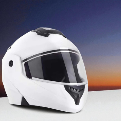 deletion Flipup with Polycarbonate Visor ABS Material (PP-1) Motorbike Helmet(White)