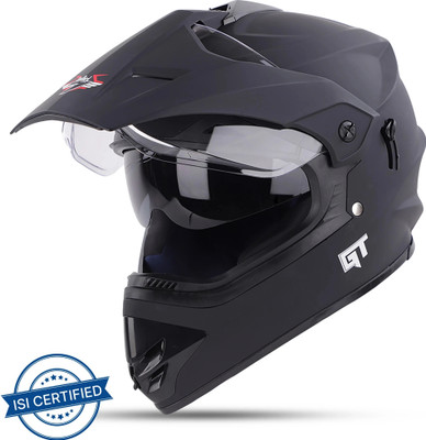Steelbird Off Road GT ISI Certified Motocross for Men with Inner Sun Shield Motorbike Helmet(Matt Black)